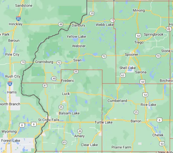 Map showing Northwoods Cleaning service area